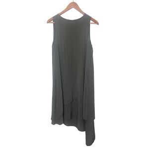 EILEEN FISHER Layered Asymmetrical Silk Dress Size Small Green Sleeveless